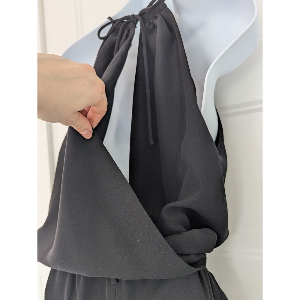 Cassis Womens Black Halter Neck Wide Leg Jumpsuit Size 6 Open Back Tie Pockets - Picture 14 of 14